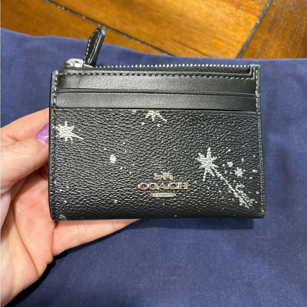 Coach Black star print  ID Card Holder